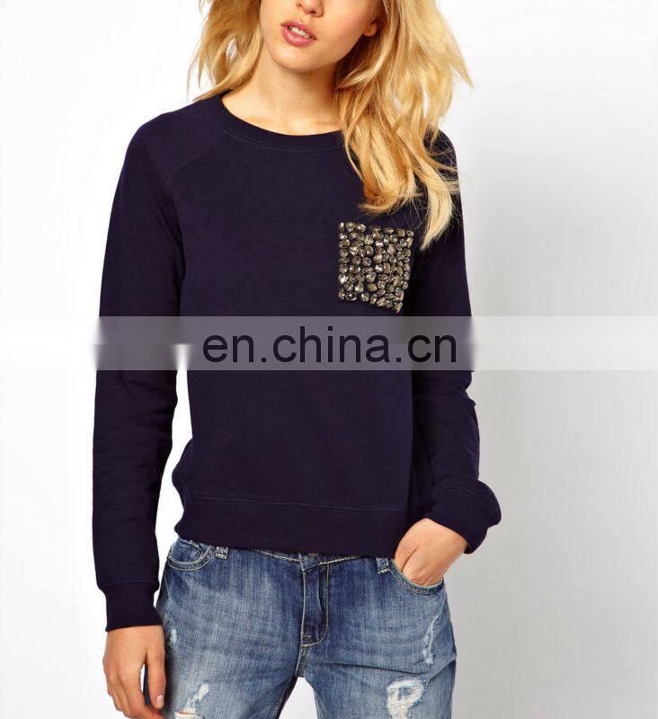 CHEFON Gem Pocket Ladies Long Sleeve Sweat Top CAH0052
