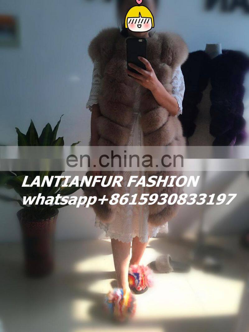 Top Quality 100% Real Genuine Fox Fur Vest Gilet Waistcoat Jacket Outwear Women Vintage Warm
