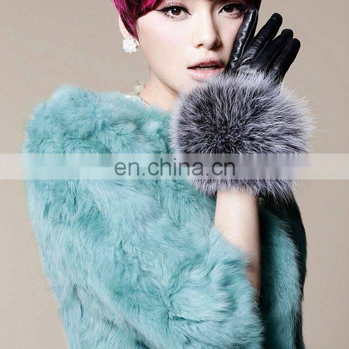 Fashion wholeskin black women winter real rabbit fur jacket