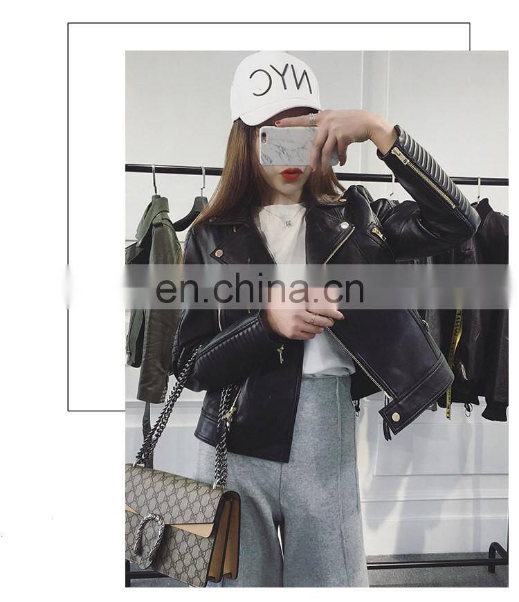 Hot Sale Slim Real Leather Coat Womens Leather Motorcycle Jacket