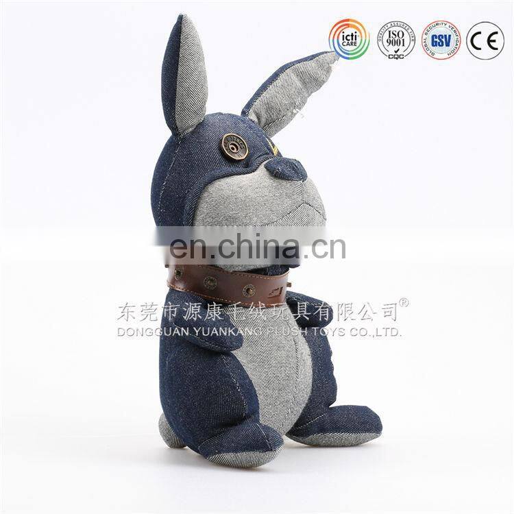OEM sitting long ears brown soft plush rabbit toy with bag