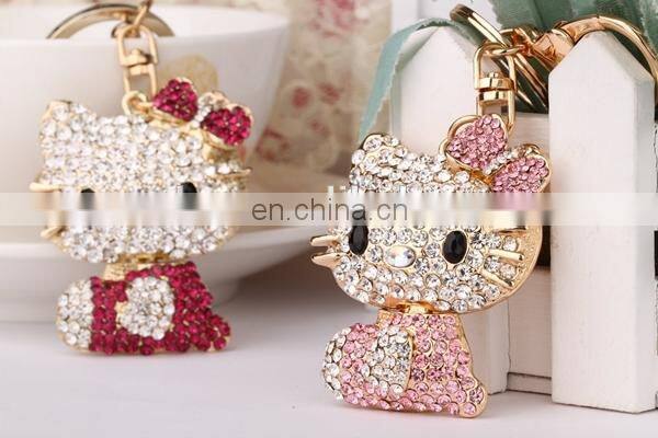 HOT PROMOTIONAL DELICATE GIFT CRYSTAL HELLO CAT MATCHING KEYCHAIN