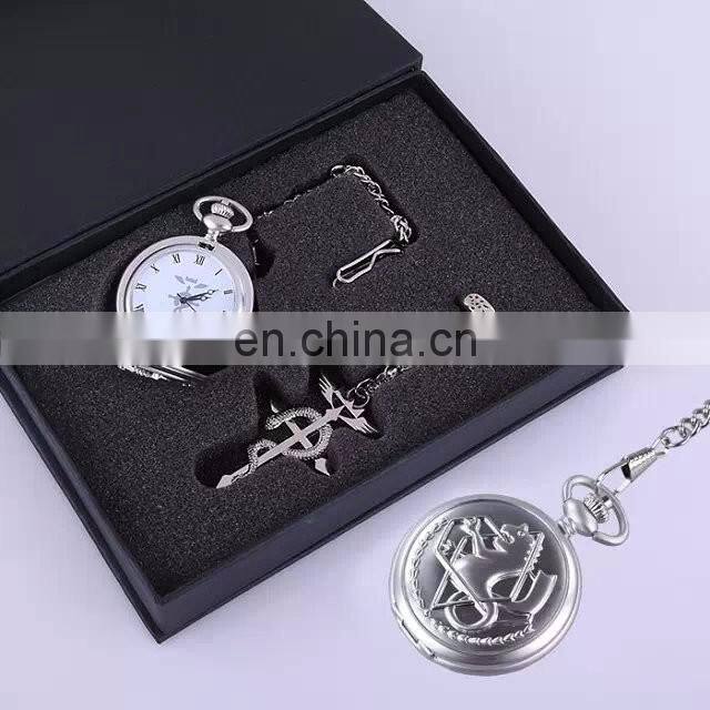 Game Fullmetal Alchemist Classic Pocketwatch Necklace Rings Antique Pocket Watches Quartz Pocket Watch