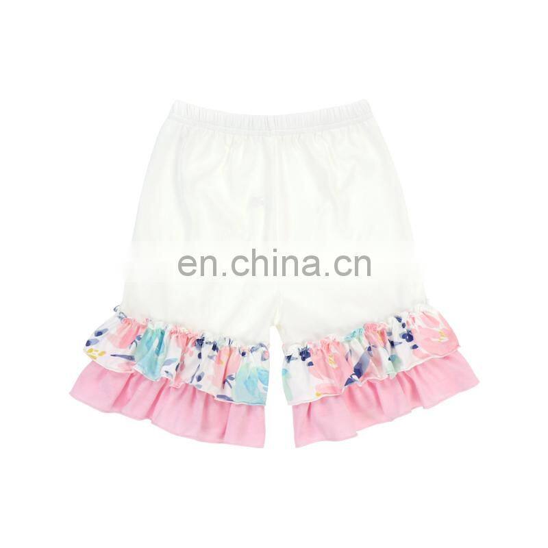 Unique ruffle flutter sleeve girl top baby white color top with colorful ruffles