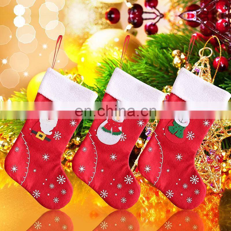 2019 Christmas Stocking Santa Claus Sock Gift Candy Bag Xmas Noel Decoration Gift for Kids Christmas Tree Ornaments Supplies