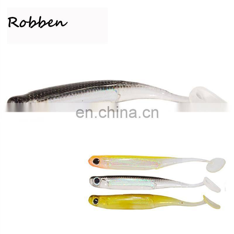 Amazon 3pcs/lot 5g 105mm T Tail Soft Fish Swim baits Plastic Artificial PVC Soft Lures Fish 3D Rainbow Hollow Fish Bait