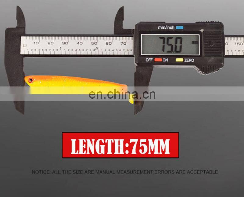 Amazon 10pcs/bag 75mm 2.8g 10-color Fishing Lure Soft Worm T-tail Soft Fish