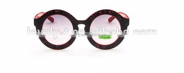 hot selling kids children lovely cute round sunglasses with laser etching letters