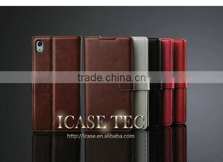 PU Leather Magnetic flip case skin cover For Sony Xperia Z4