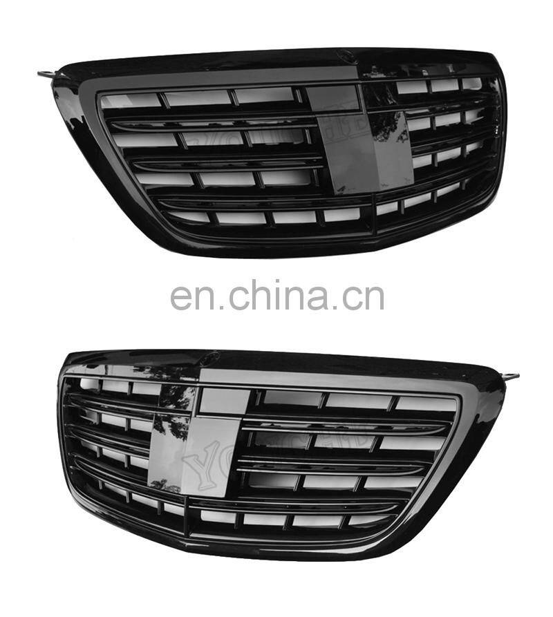 S65 style front grille mesh for Mercedes Benz S class W222 2014+ ABS grill chrome & black