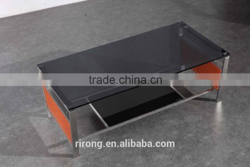 Foshan china glass coffee table stainless steel legs