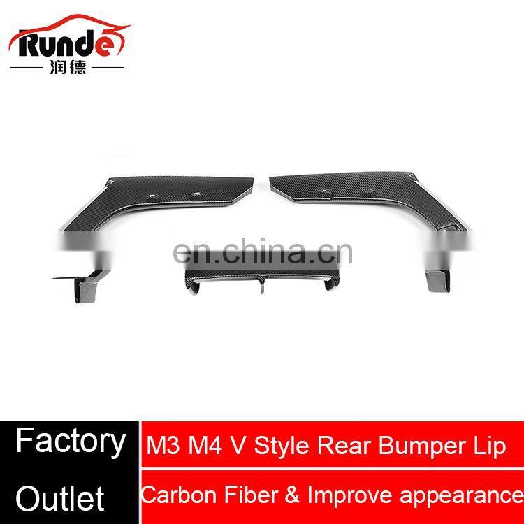RD Carbon Fiber Rear Lip For BMW M3 M4 F80 F82 V Style Bumper 2014-2020