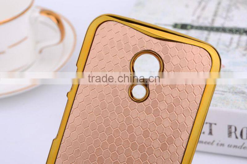 Mobile phone electroplating leather case for Motorola G2 2ND GEN hard back cover case