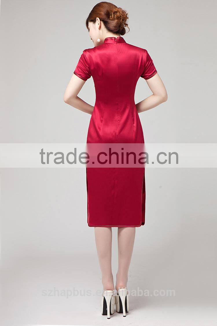 Handmade Silk Embroidery Qipao /Cheongsam in Pure Mulberry Silk