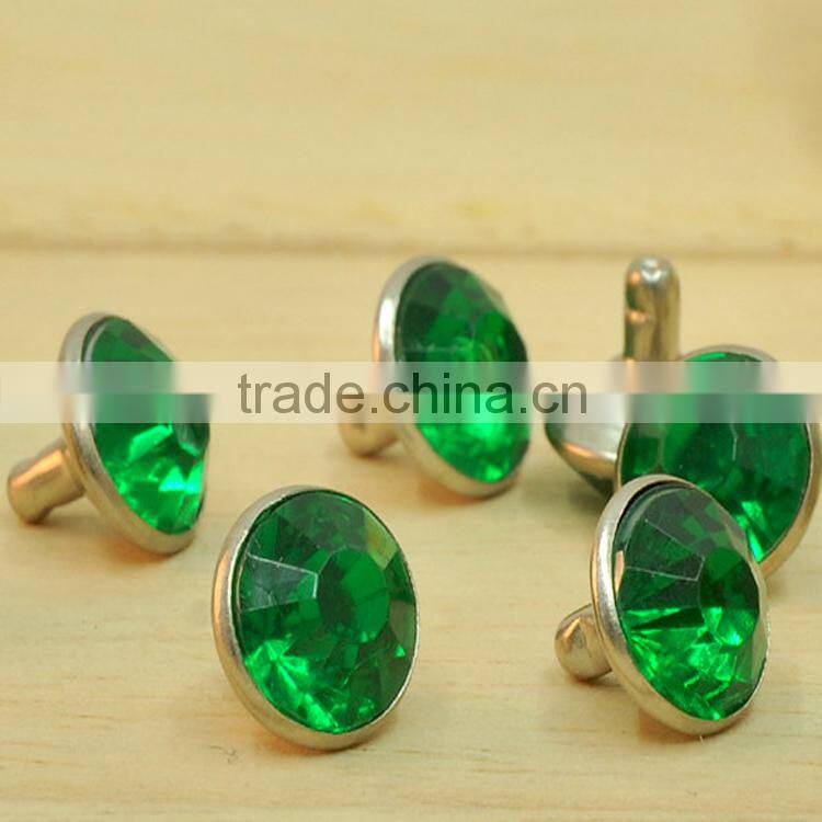 Fancy acrylic rhinestone rivet 6mm ,cap brass acrylic rivet for wholesale