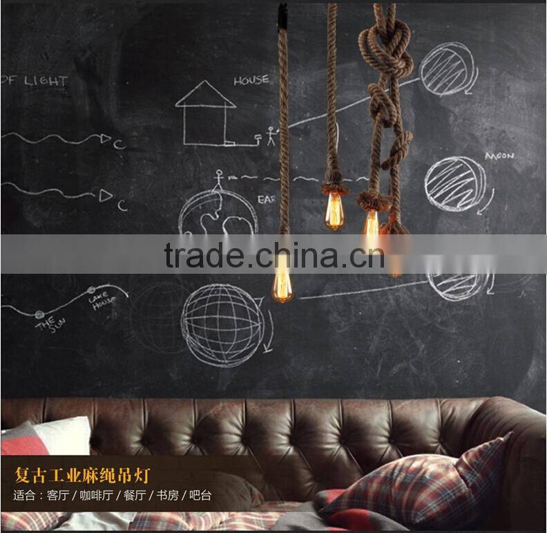 Retro DIY Art Hemp Rope Pendant Light 200cm Creative Art Chandelier Dining Room LED Droplight