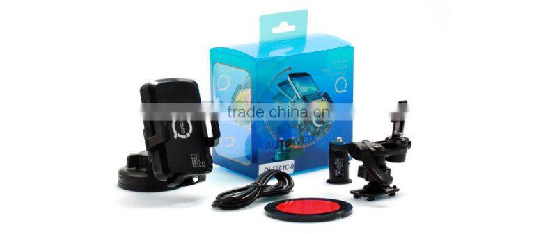 CE certificated qi wireless car charger color black