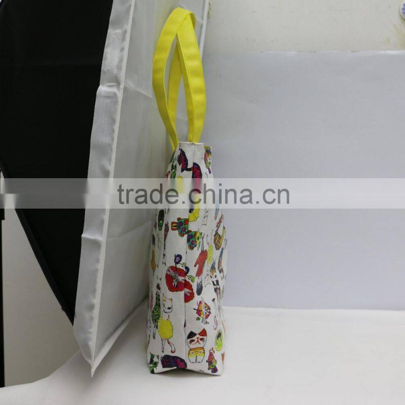 lightweight 12 OZ canvas folding shopping bag reusable with handle and offset printing surface