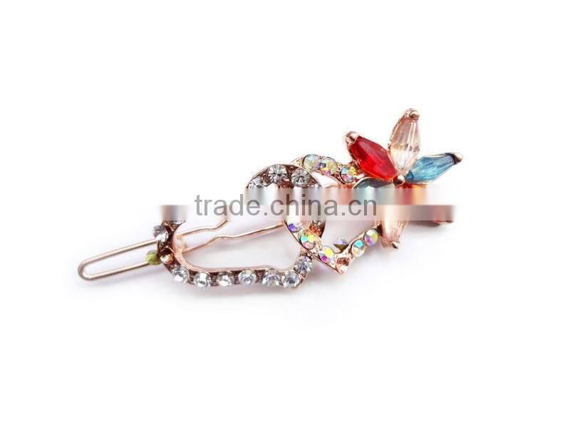 Bicycle Design Decorated Big Glass Stones Hair Pin For Girls