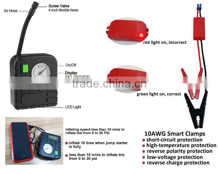 sunpow 12v 12000mah double usb car emergency kit Auto Emergency Portable jump starter