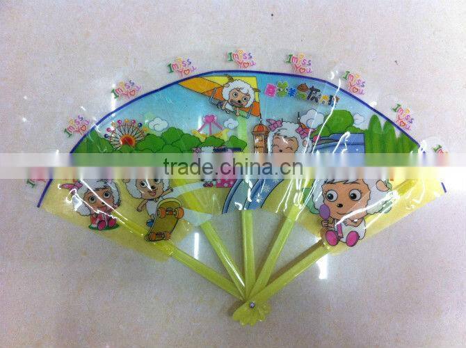 decorative hand fans with cartoon pink cat
