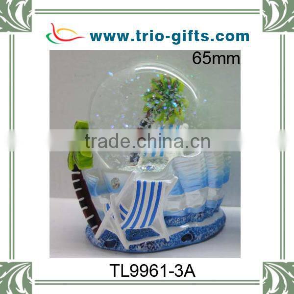 polyresin turtle snow globes 65mm blue pearlized finished