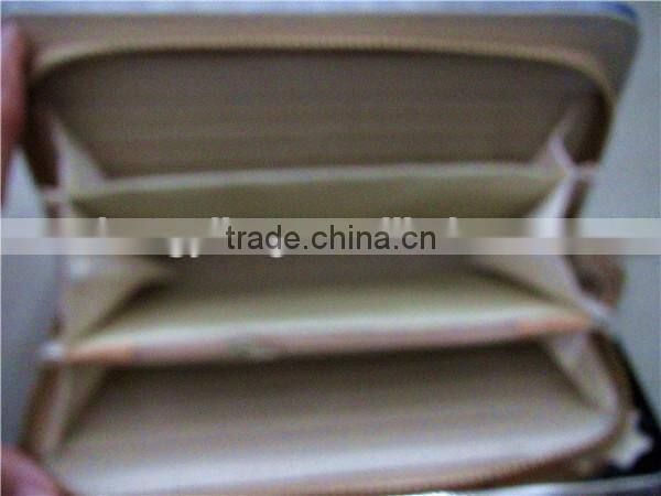 Fashionable woven print ladies pu leather long ladies wallet with iron chain