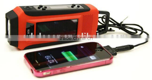 PORTABLE RECHARGEABLE DYNAMO SOLAR LED TORCH WITH AM/FM NOAA WEATHER ALERT RADIO AND CHARGER