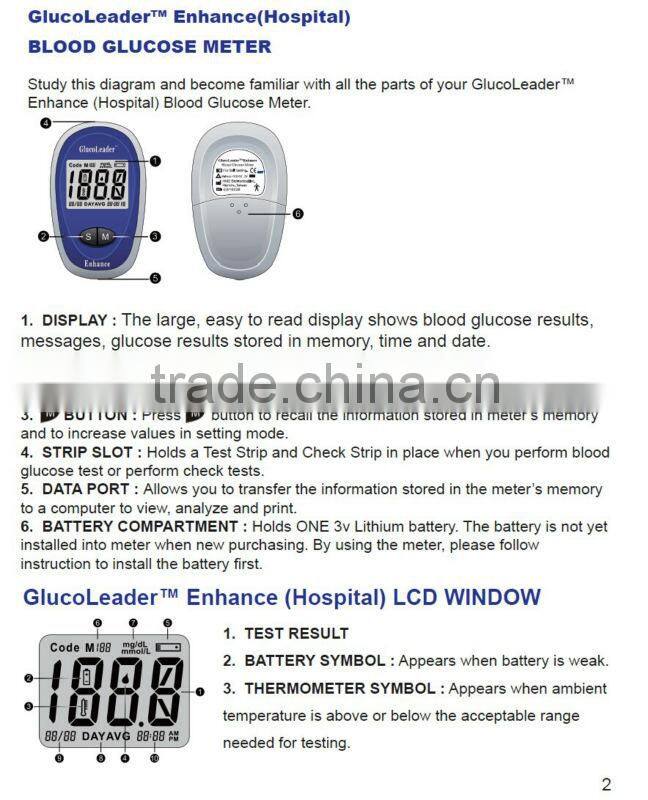 180 test memory with date and time and PC downloading FDA certificate new blood glucose meter Enhance Result in only 8 seconds