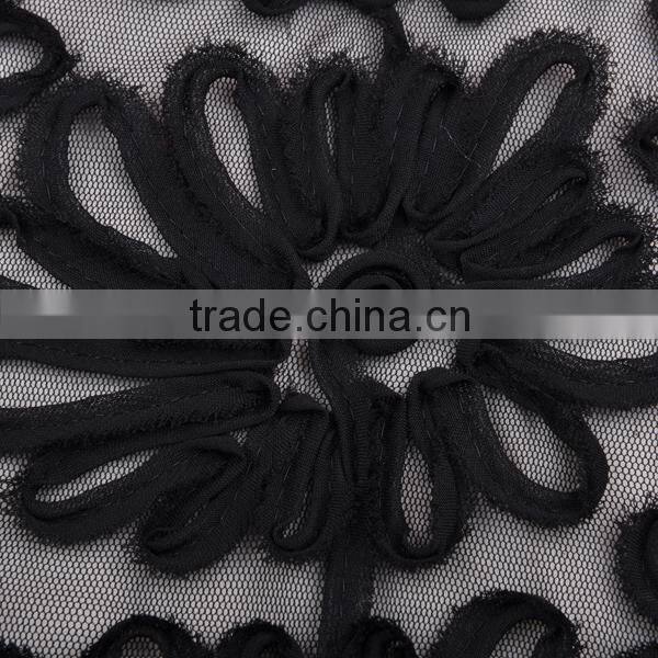eletant shape chiffon ribbon flower embroidery lace for girl dress