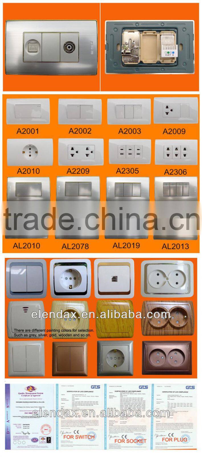 2015 new American US aluminium copper tv phone socket (AL2078)