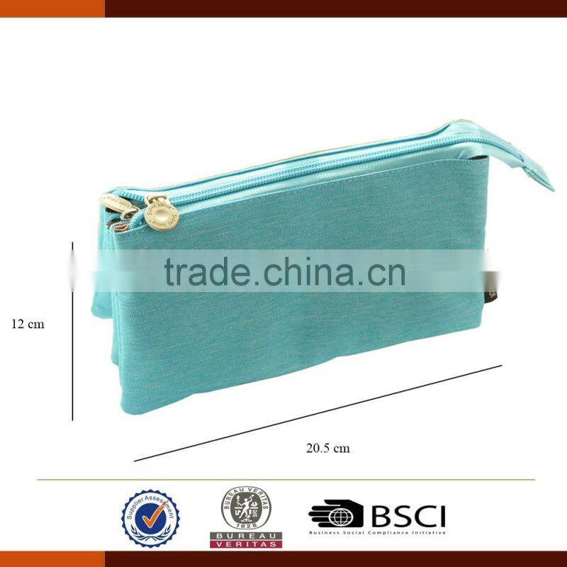 Colorful canvas pencil case for school 3 layers