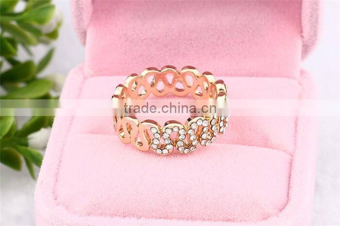 Less than one dollar fashion jewelry full jewelled rhinestone rose gold finger ring