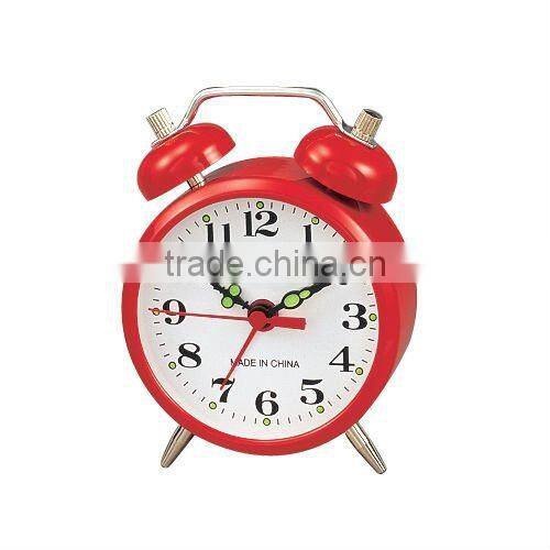Metal case mechanical alarm clock, 2.5 inch size