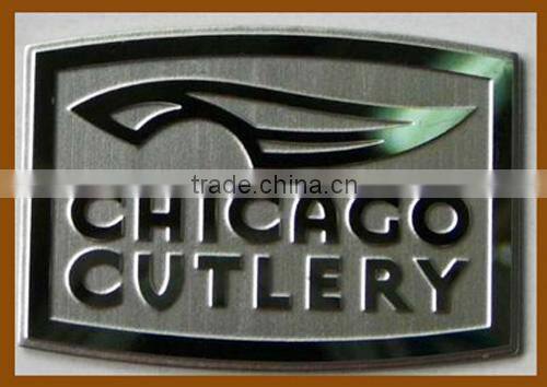Factory price etched stainless steel nameplates, metal nameplate for shoes, low tolerance etching nameplate