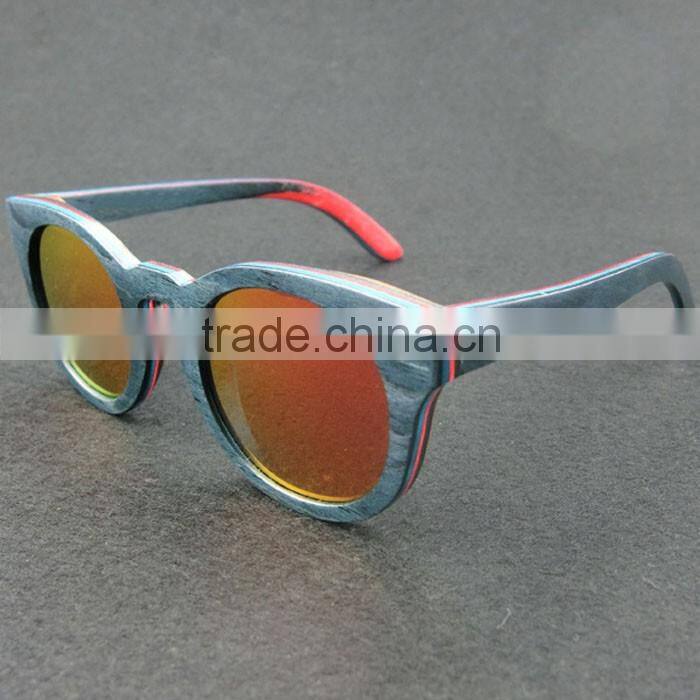 Recycled skateboard wood sunglasses 2016 cat eye shape wood sunglasses