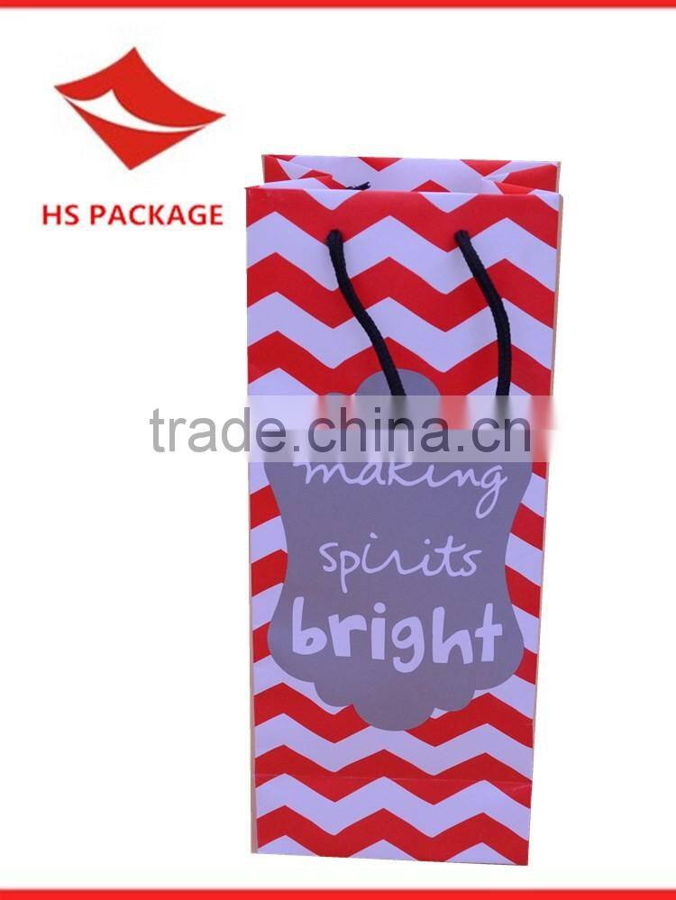 rope handle colorful printing wine paper bag with laminated