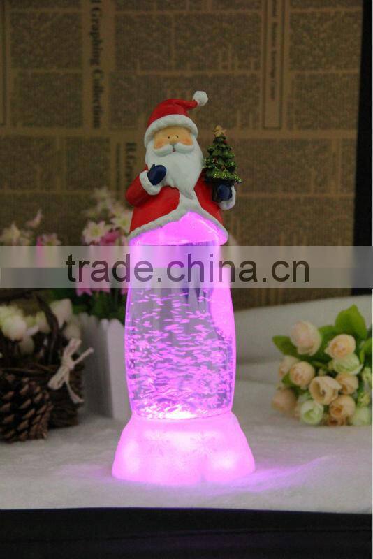 Led water filled christmas light battery operated flameless christmas Santa Clau light christmas vners for decoration