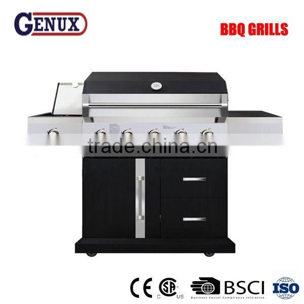 Stainless steel large cooking area 5 burner bbq gas grill with side burner
