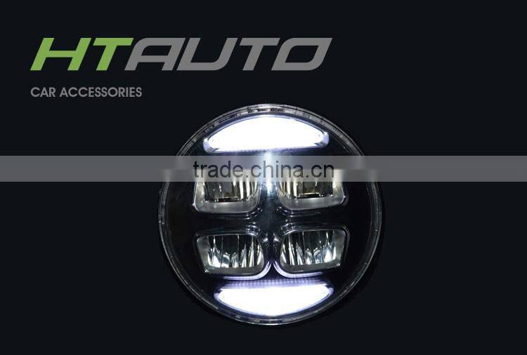HTAUTO 7" 40W 10-30V Round Hi/Lo Beam Motorcycle Headlight Lamp For Wrangler Jeep Led Driving Offroad Light