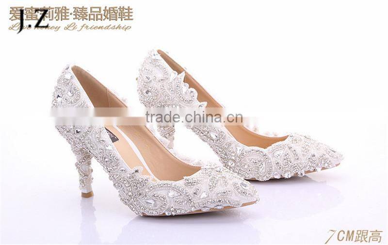 OW24 fashion crystal mid heel wedding shoes, pointed wedding shoes