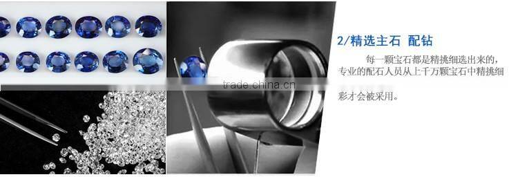 European style jewelry blue gemstone pendant 925 silver floating necklace for wedding