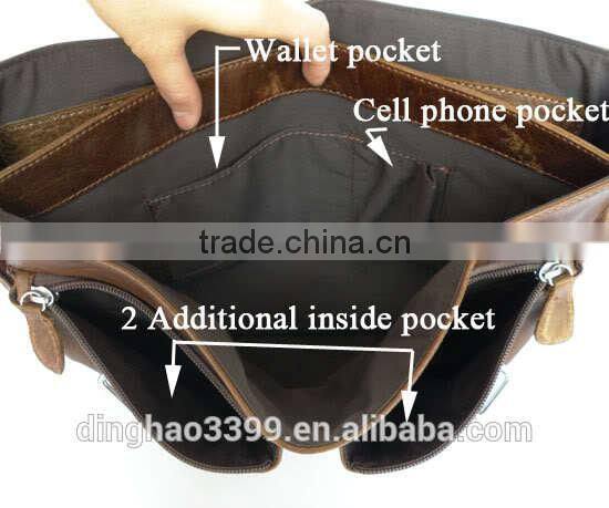Dongguan factory shoulder bag Fashion Leather Briefcase Waterproof bag for men