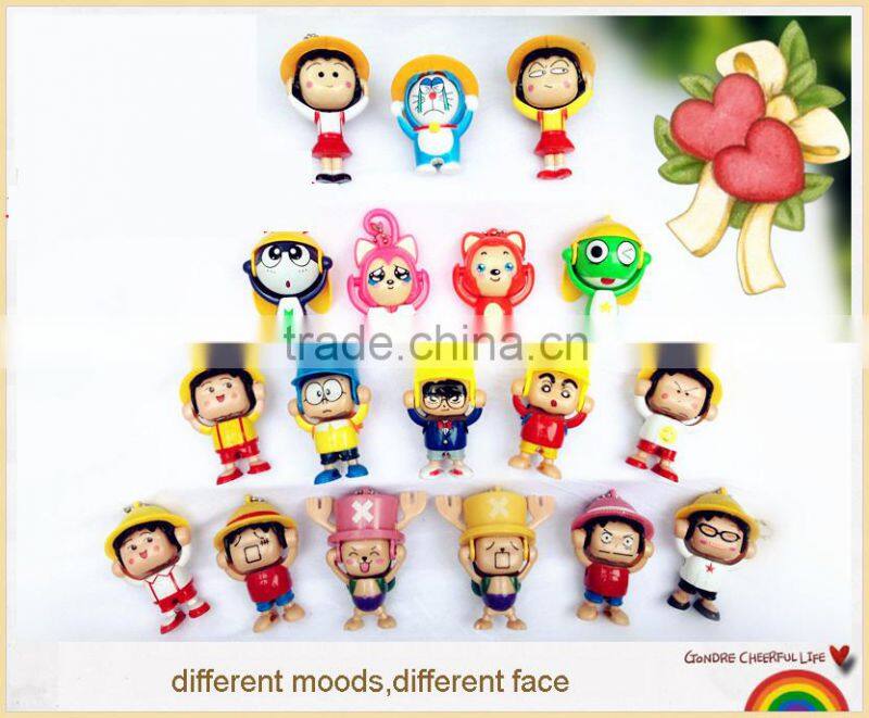 plastic funny face changing dolls key chain