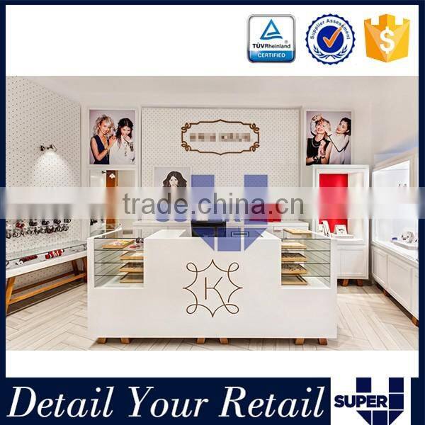 High class Jewelry Shop Furniture Tempered Glass Showcase For Jewelry