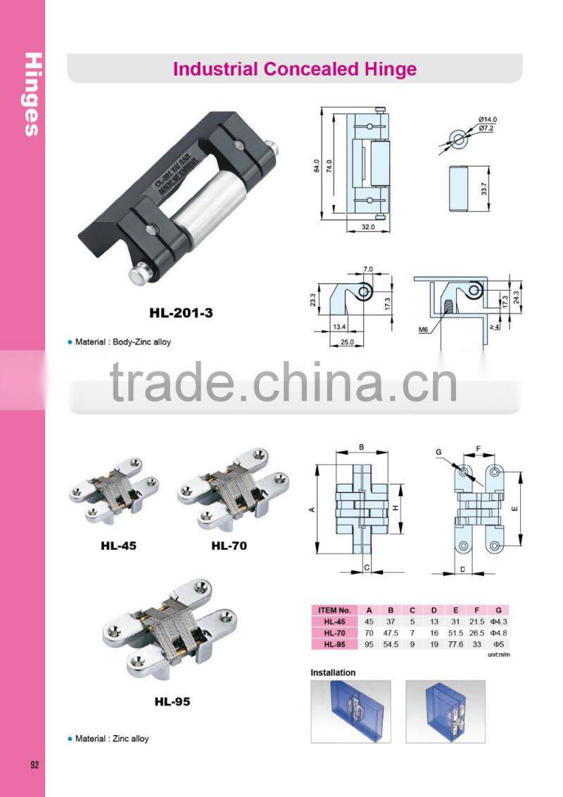 HL-95 entrance door hidden door hinge conceal hinge concealed hinge