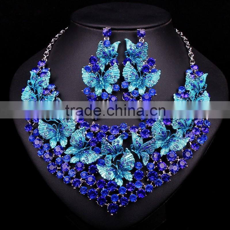 18 kg Gold plated bridal Wedding jewelry set crystal bead necklace and earrings with rhinestone african jewelry sets