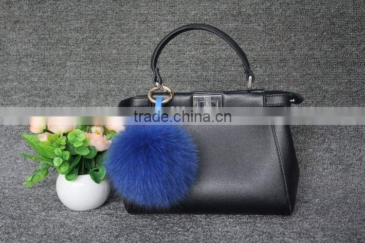 Real Natural Fox Fur Ball Pompom Keychain Hanging Accessory Pendant