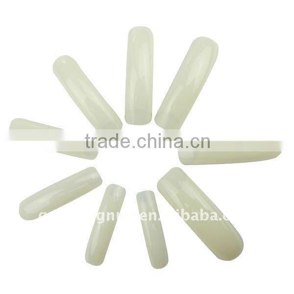 100 x Long Acrylic Nail Art False Fake Nail Tips Beige/Natural