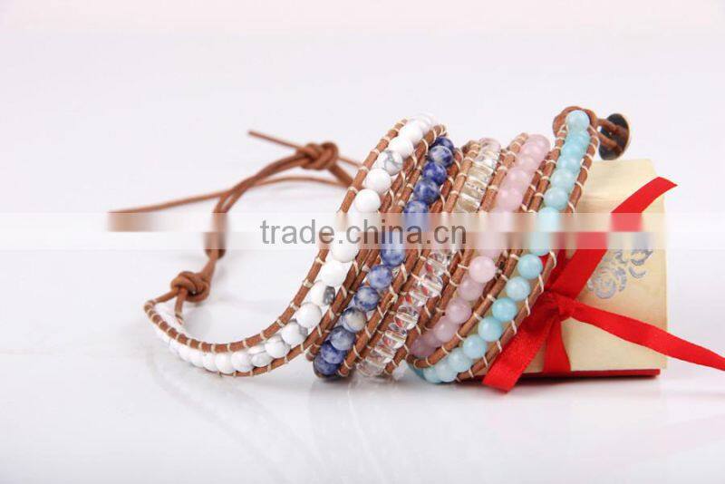 Five laps the latest popular A turquoise of agate powder natural stone bracelet women